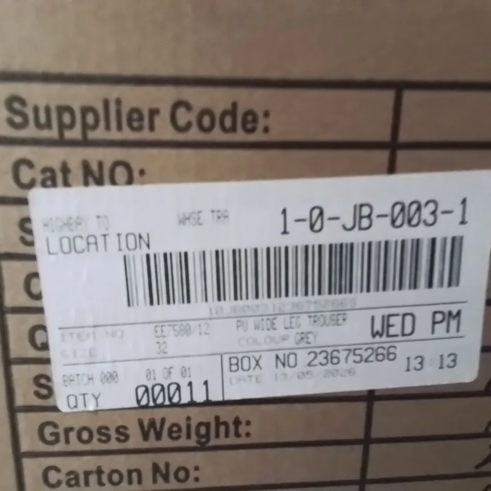 BOXED BRAND NEW APPROXIMATELY 11 JD WILLIAMS PU WIDE LEG TROUSERS GREY SIZE 32