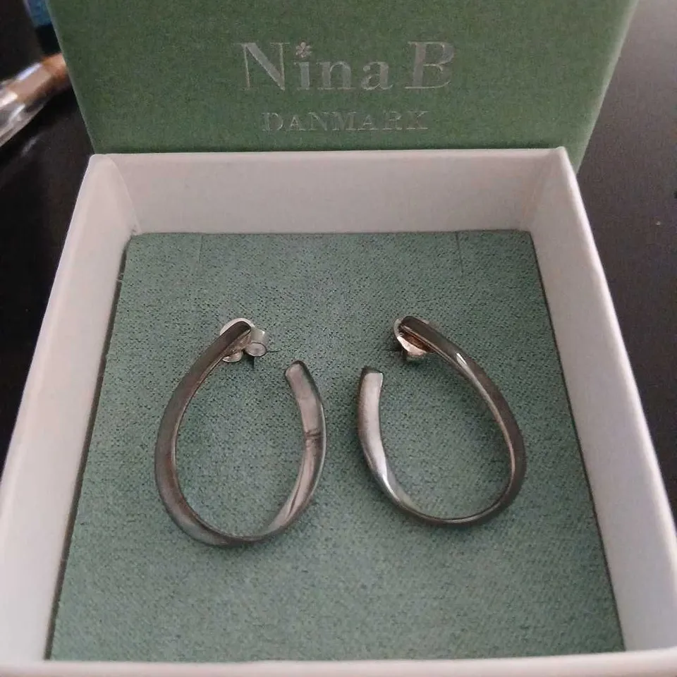 BOXED NINA B STERLING SILVER LOOP EARRINGS