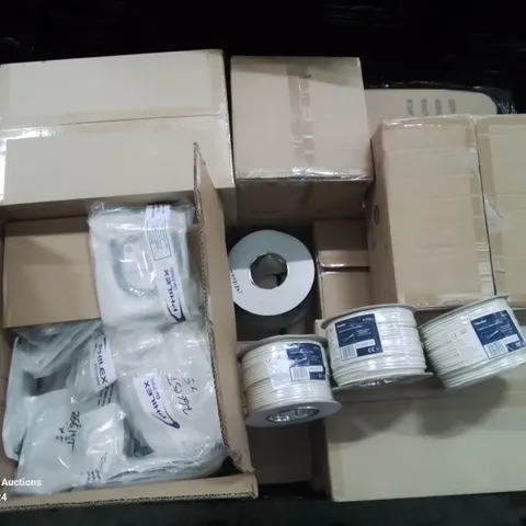 PALLET OF VARIOUS ELECTRICAL PARTS AND FITTINGS TO INCLUDE: CABLES, WIRES AND HDMI CABLES