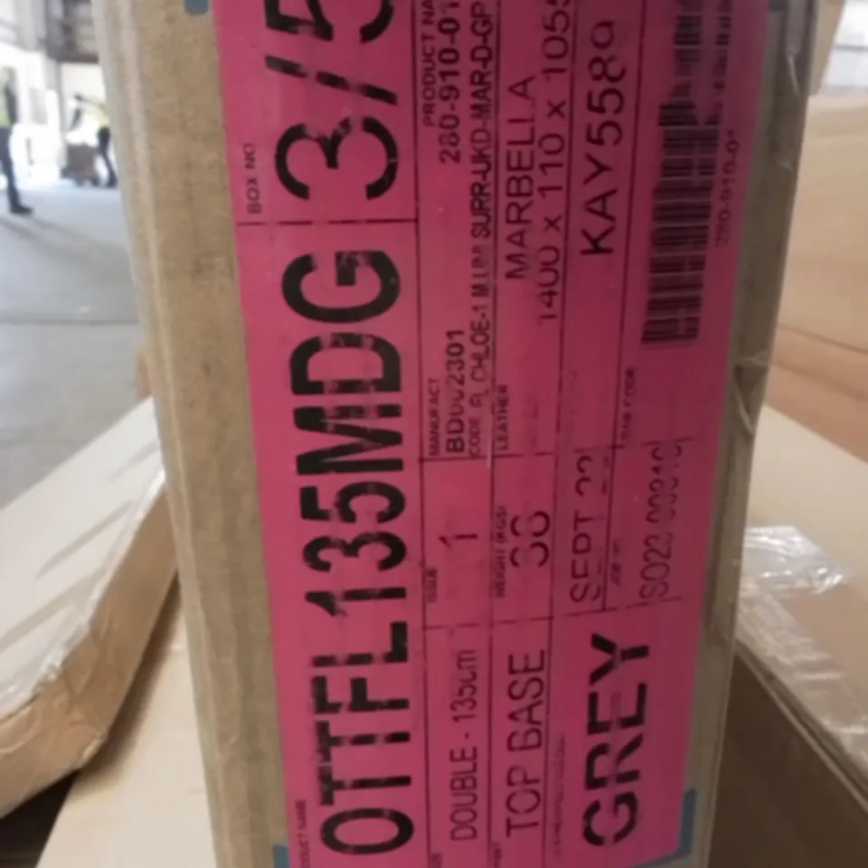 BOXED DOUBLE 135CM GREY BEDFRAME - 5BOXES