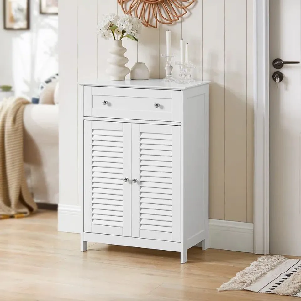 BOXED LYONSDALE 60 X 87cm FREE STANDING BATHROOM CABINET - WHITE (1 BOX)