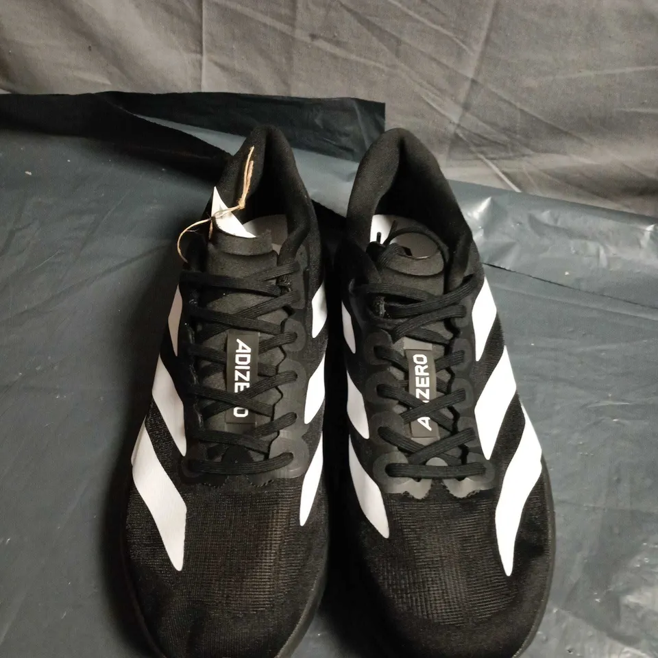 UNBOXED PAIR OF ADIDAS ADIZERO RUNNING SHOES – UK SIZE UNSPECIFIED
