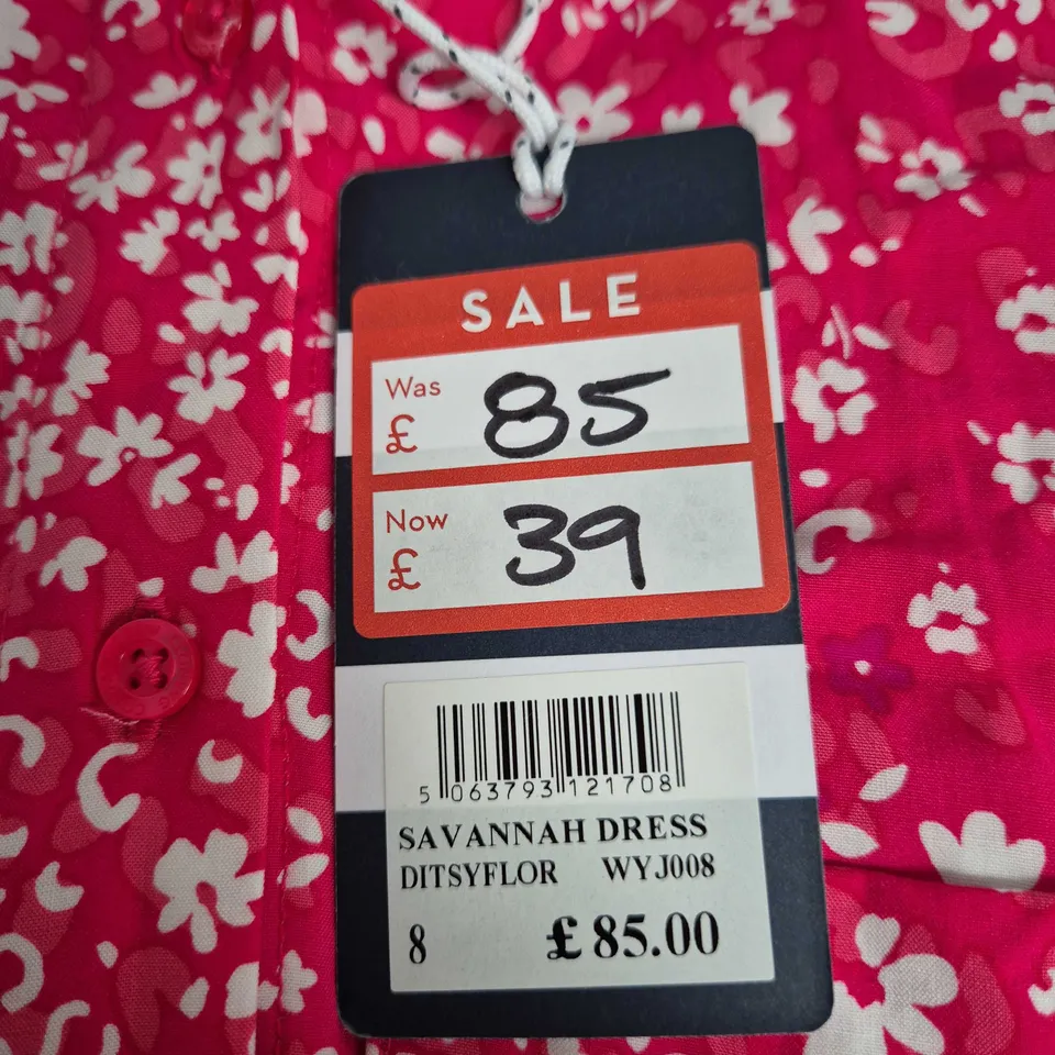 CREW CLOTING COMPANY DITSY FLOR SAVANNAH DRESS – UK 8 – PINK FLORAL