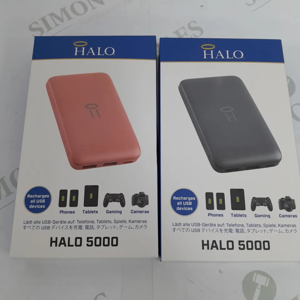 BOXED SET OF 2 HALO 5000MAH PORTABLE CHARGERS