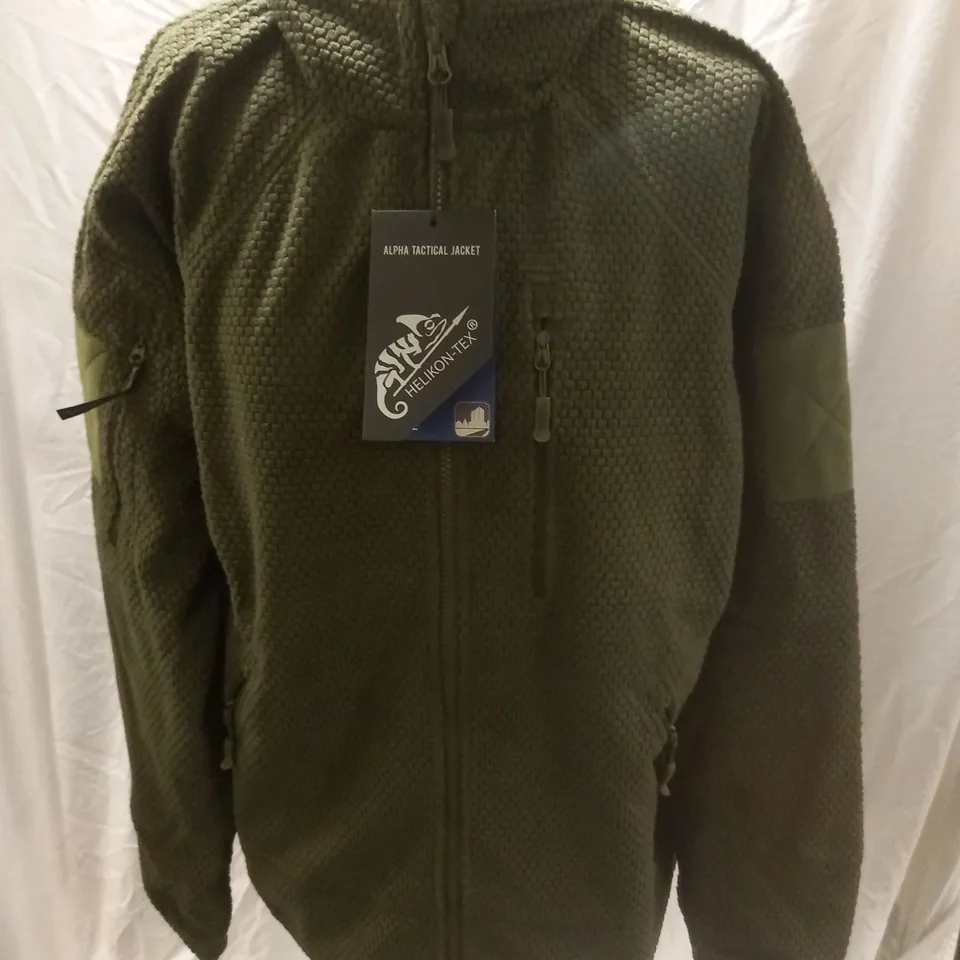 HELIKON-TEX ALPHA TACTICAL JACKET GRID FLEECE, OLIVE GREEN - SIZE EU LARGE