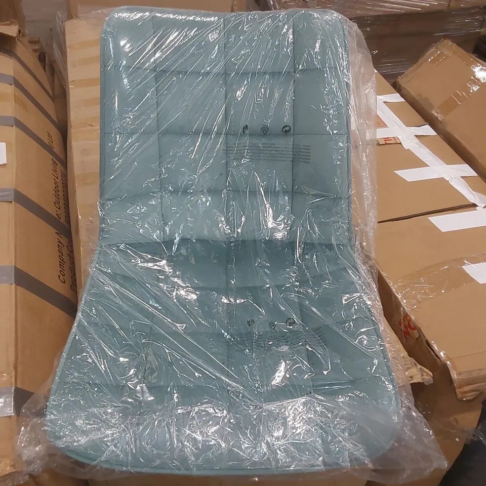 BOXED SET OF 2 DESIGNER TEAL VELVET UPHOLSTERED DINING CHAIRS (1 BOX)