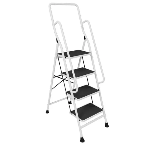 BOXED 5.2FT STEEL 4 STEP LADDER WITH SAFETY HANDRAIL FOLDABLE SAFTEY NON SLIP MATT SAFE HEAVY DUTY