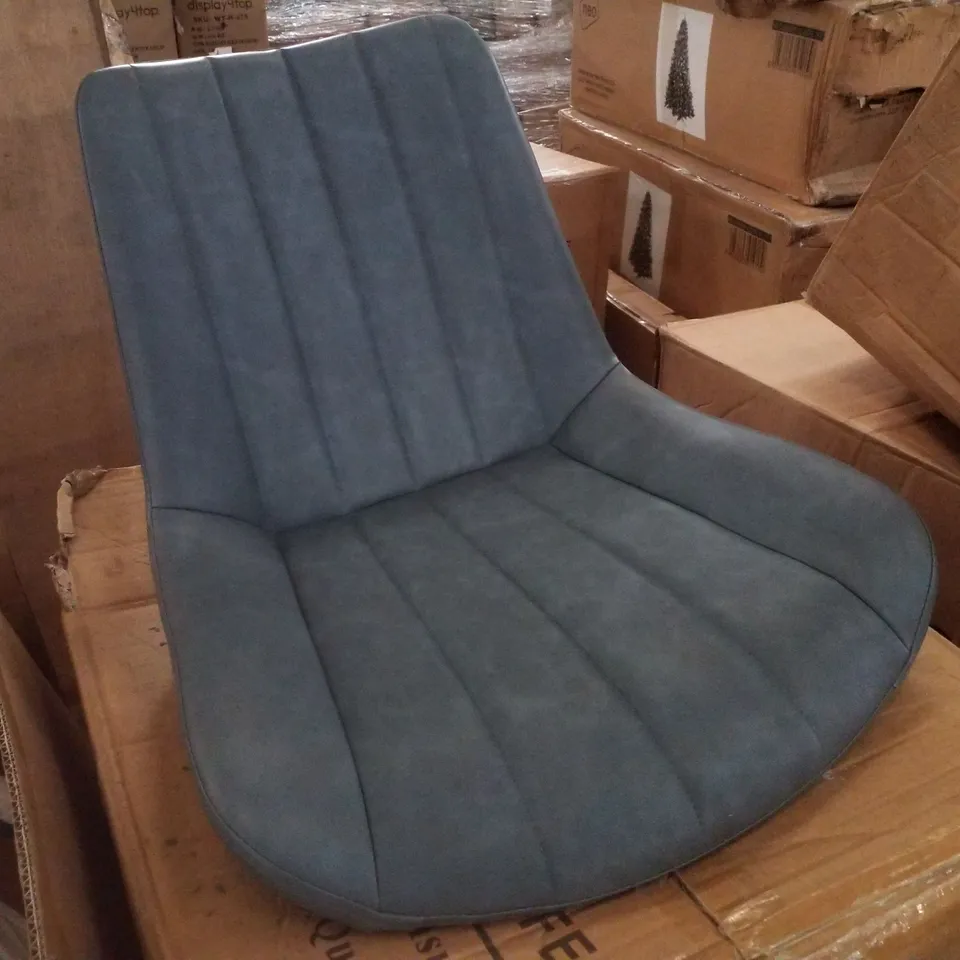 BOXED SET OF 2 OFCASA SKY BLUE PU LEATHER DINING CHAIRS WITH BLACK METAL LEGS (1 BOX)