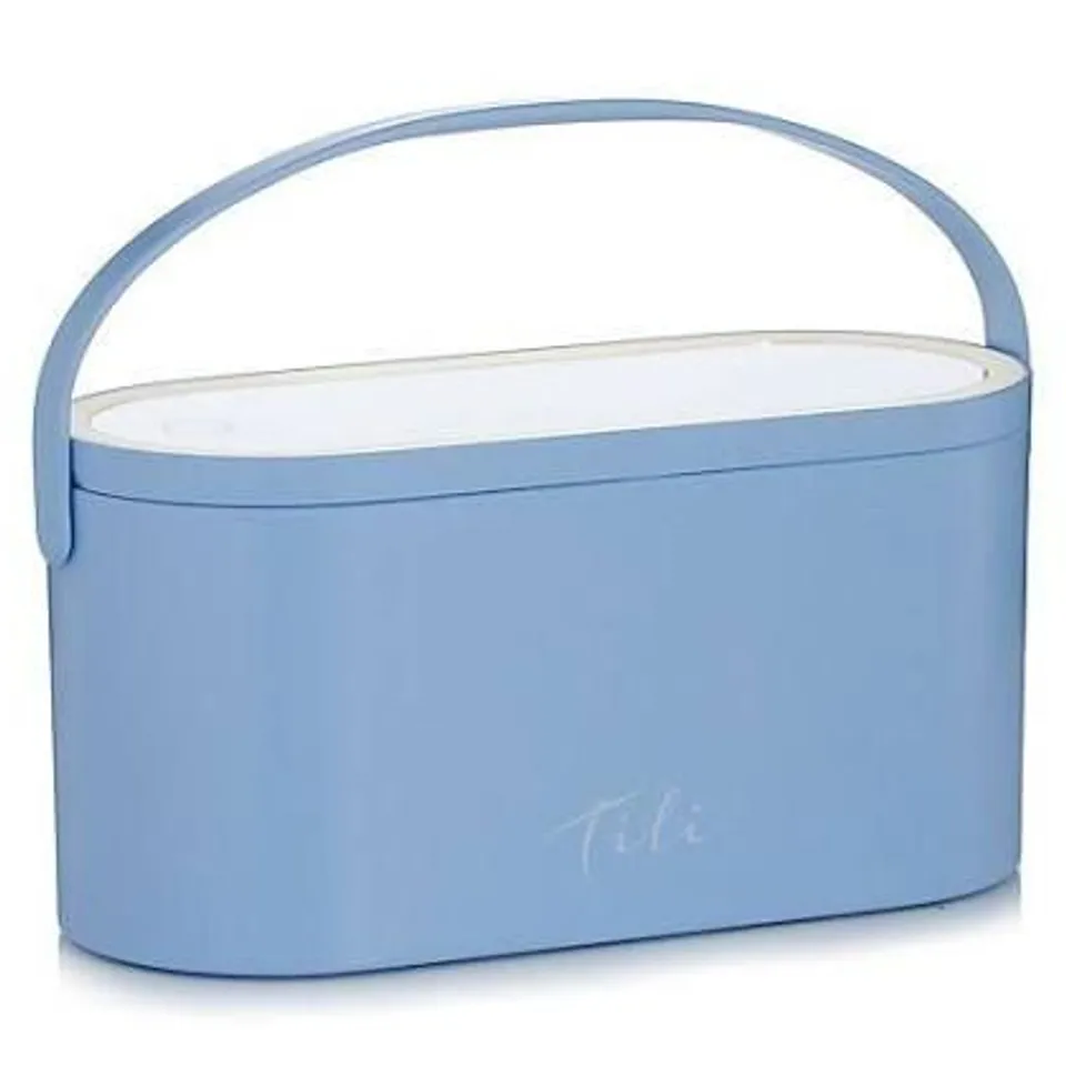 TILI PEARLESCENT STORAGE BOX WITH LED MIRROR BLUE