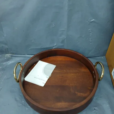 UNBRANDED WALNUT TRAY WITH BRASS HANDLES