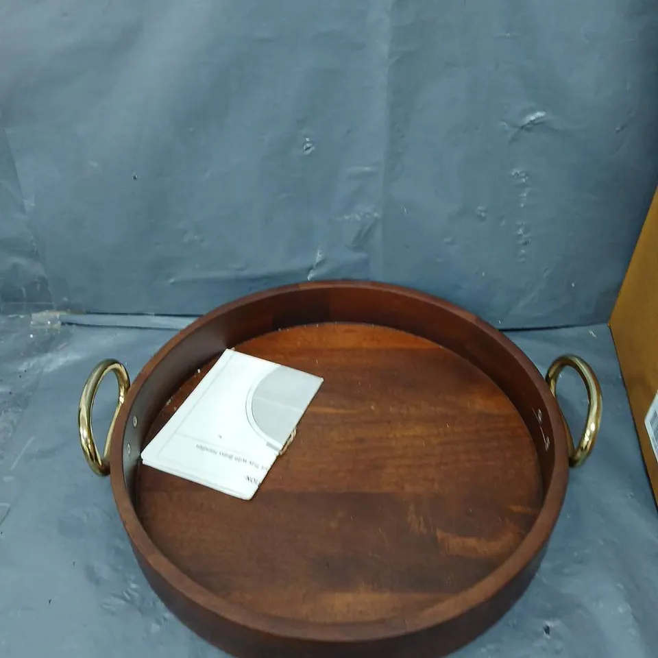 UNBRANDED WALNUT TRAY WITH BRASS HANDLES