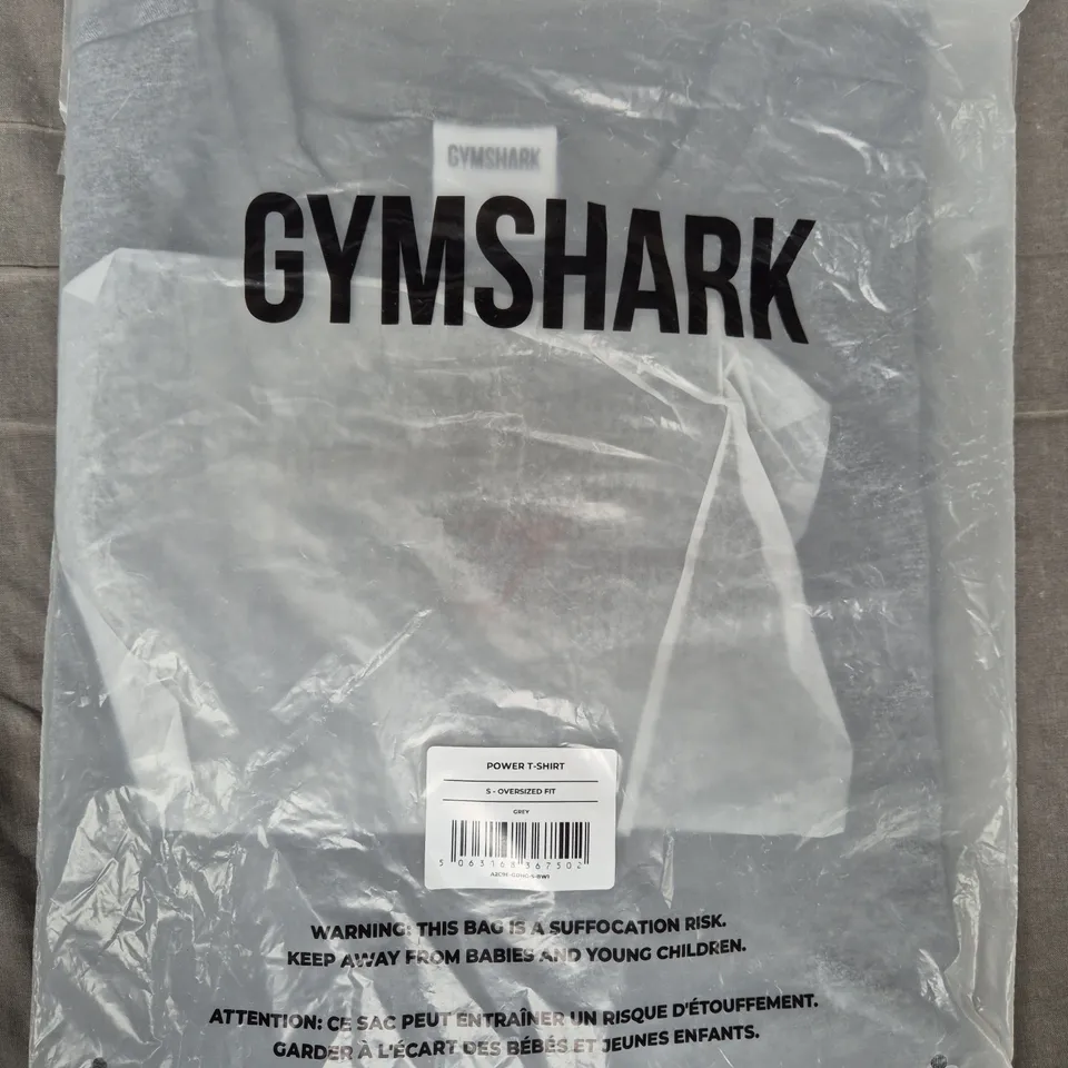 GYM SHARK OVERSIZED FIT POWER T-SHIRT IN GREY SIZE SMALL