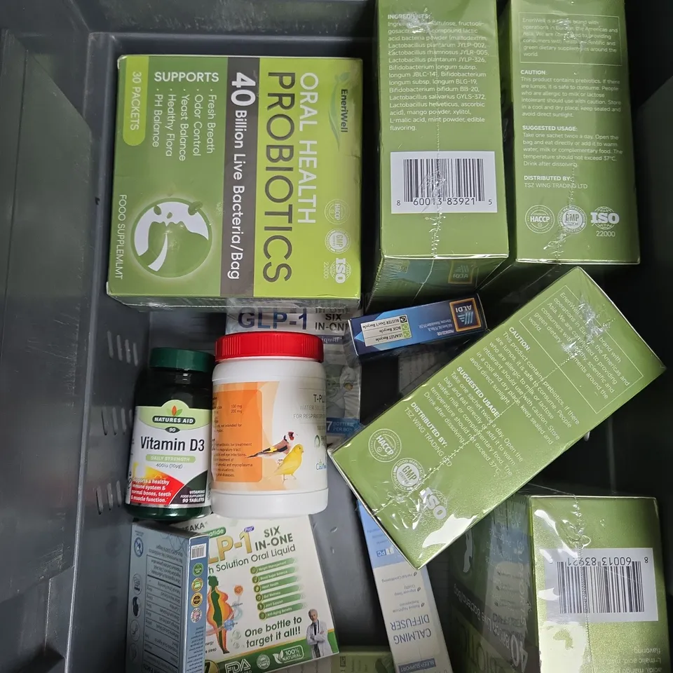 APPROXIMATELY 15 ASSORTED VITAMIN/HEALTH AID PRODUCTS TO INCLUDE GLP-1, LOTMAY, CHEST BALM ETC 