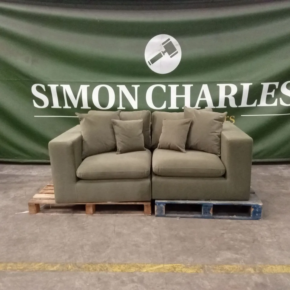 QUALITY DESIGNER ASHER 3 SEATER SOFA - GREEN VELVET