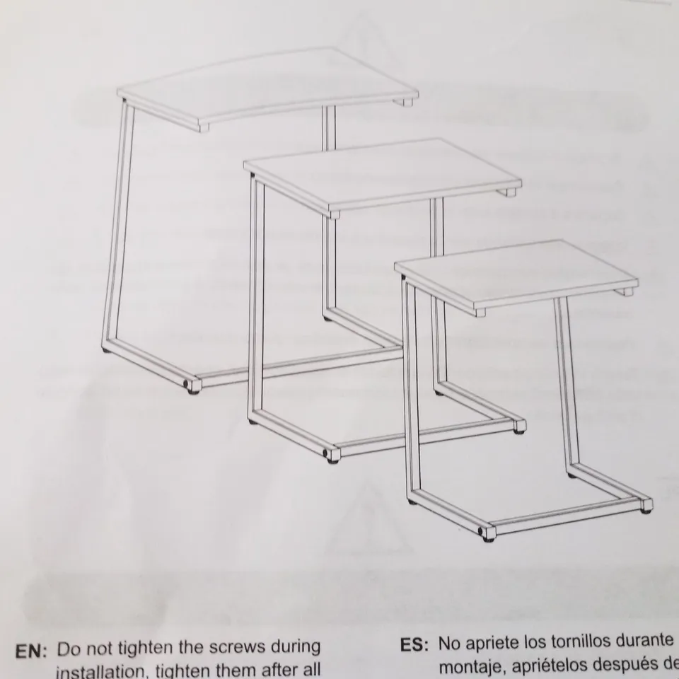 BOXED C SHAPED END TABLE (SET OF 3, 1 BOX)