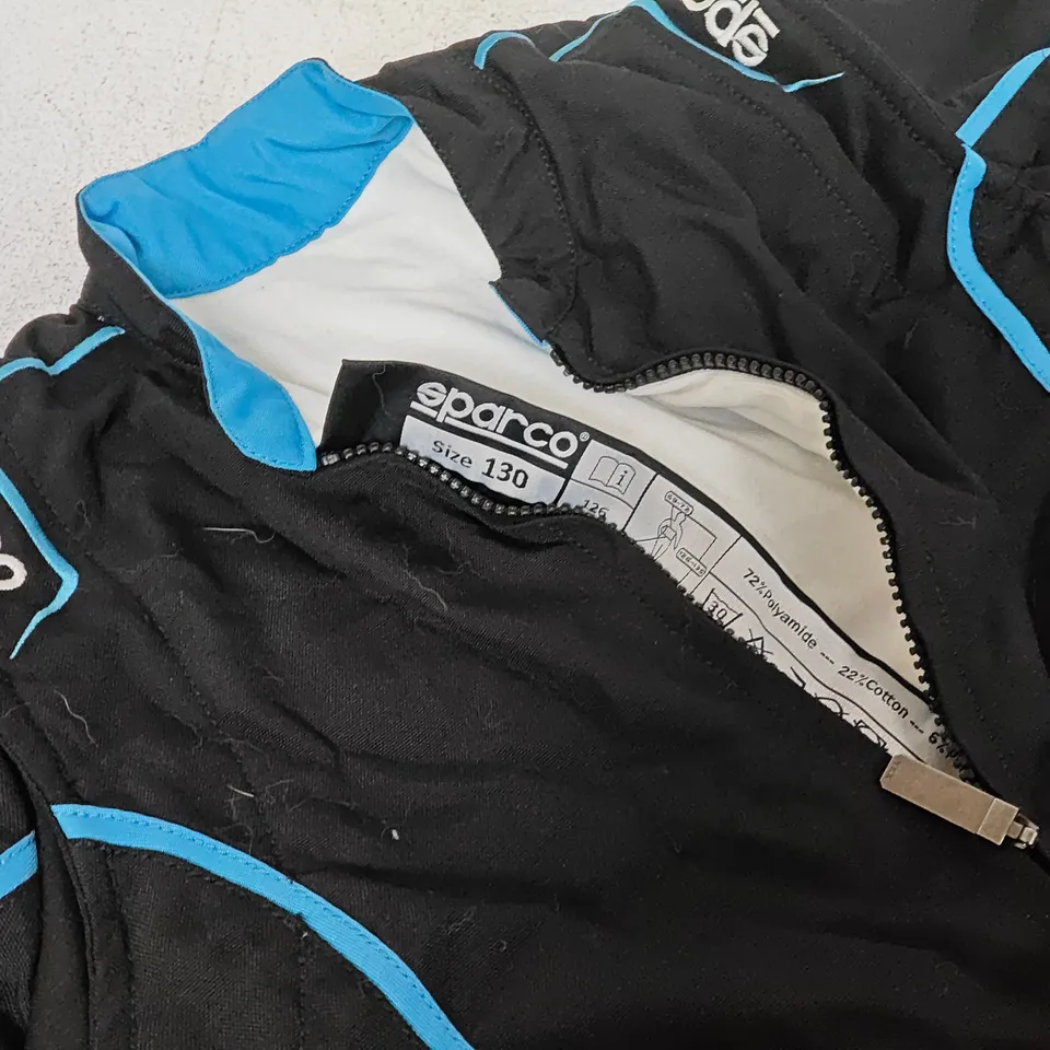 SPARCO KIDS SIZE 130 RACING SUIT WITH SHOES AND GLOVES