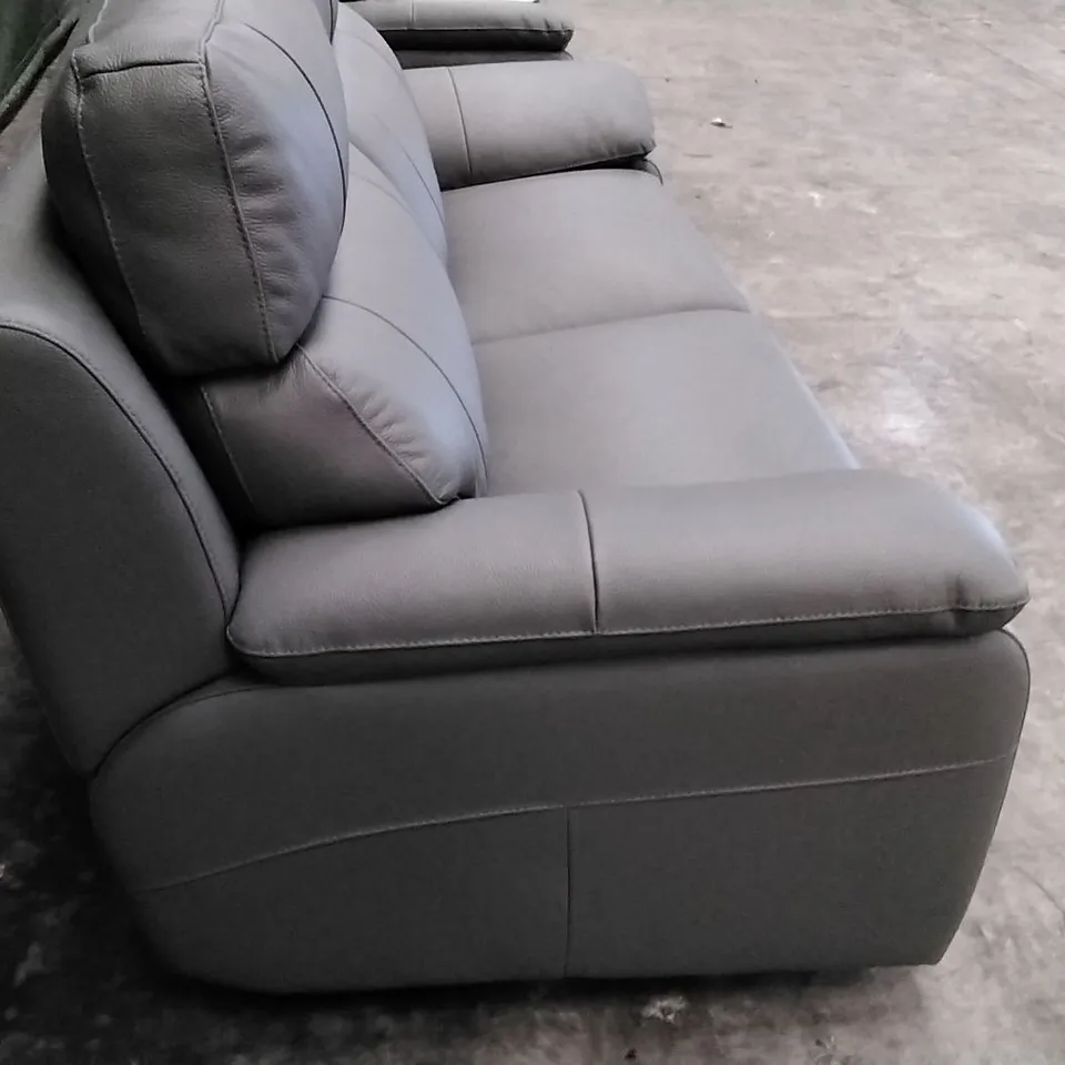 QUALITY ITALIAN DESIGNER PATRIZIO 3 SEATER SOFA - GREY ANTHRACITE LEATHER