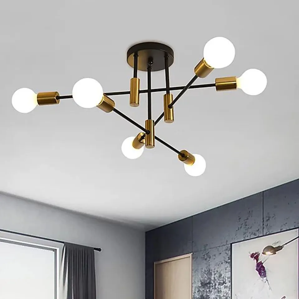 BOXED GARWARM MODERN CHANDELIER MID CENTURY 6 LIGHTS SPUTNIK CEILING LIGHT FIXTURE BEDROOM