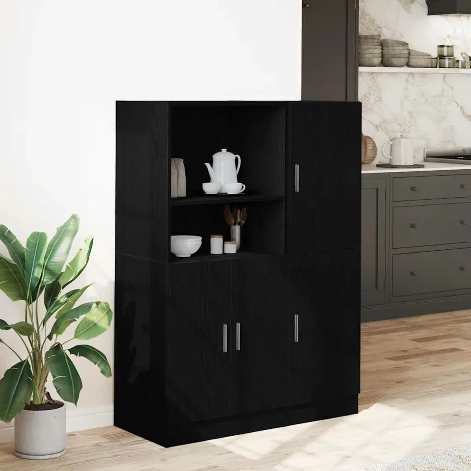 BOXED 1 131.5CM KITCHEN PANTRY - BLACK (2 BOXES)