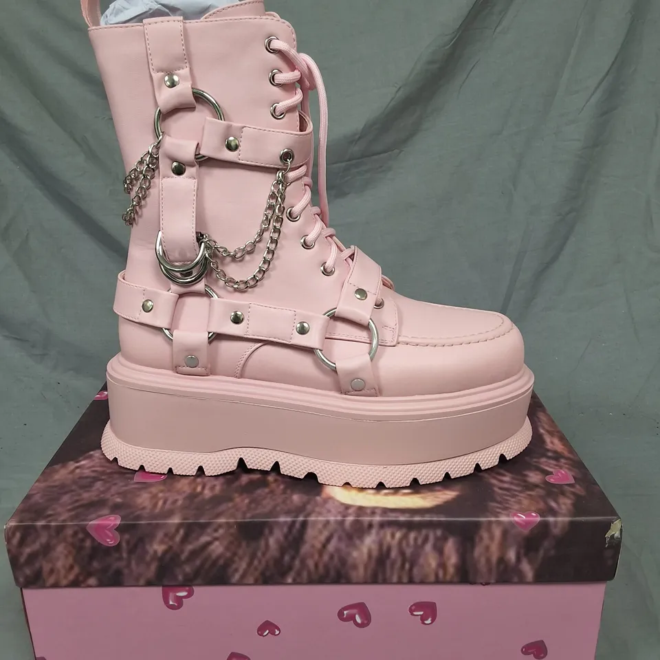 BOXED KOI FAMILY PASTEL PINK PLATFORM BOOTS - UK5