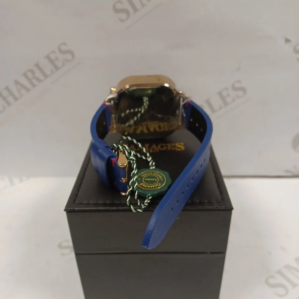 GAMAGES OF LONDON LIMITED EDITION HAND ASSEMBLED VERTICAL ASTUTE AUTOMATIC BLUE WATCH RRP £710