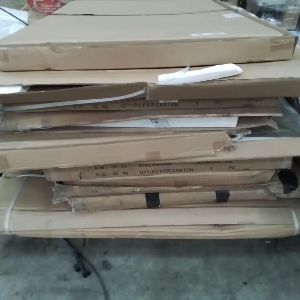 PALLET OF ASSORTED BOXED SHOWER PANELS & ENCLOSURES, INCLUDING BELOYA 120 CLEAR WALK IN.