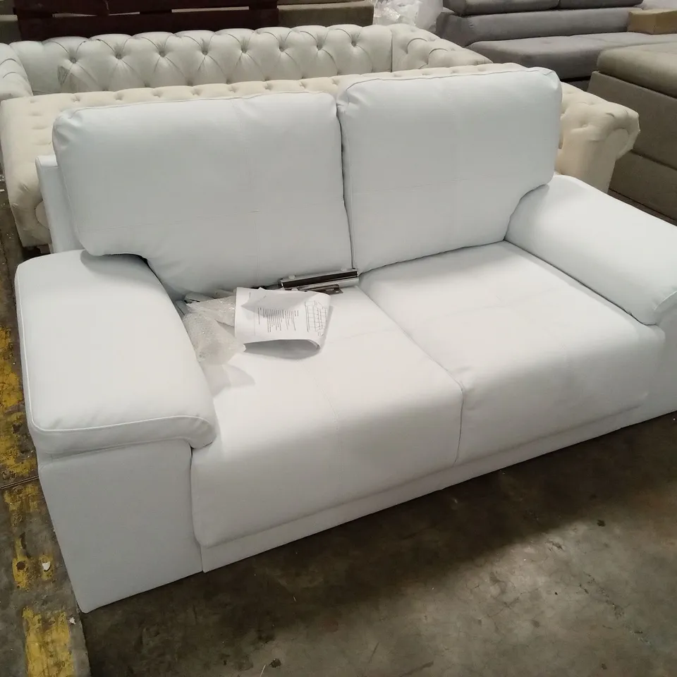 KANSAS 2 SEATER SOFA, WHITE PREMIUM FAUX LEATHER
