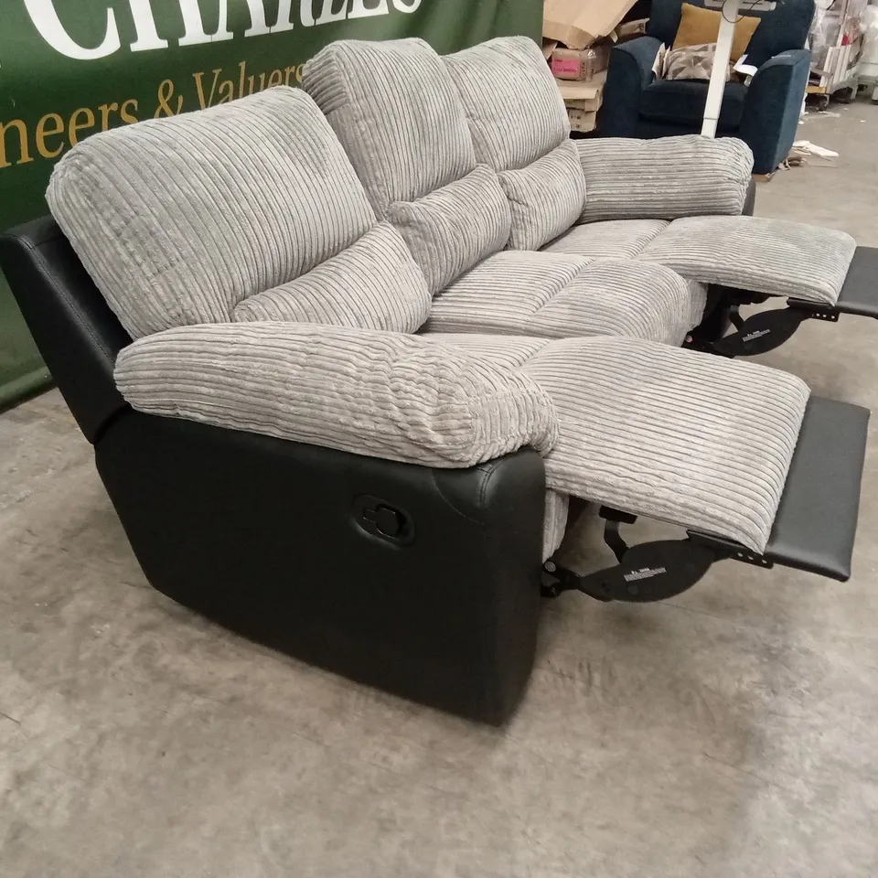 SIENNA FABRIC/FAUX LEATHER HIGH BACK 3 SEATER RECLINER SOFA RRP £849