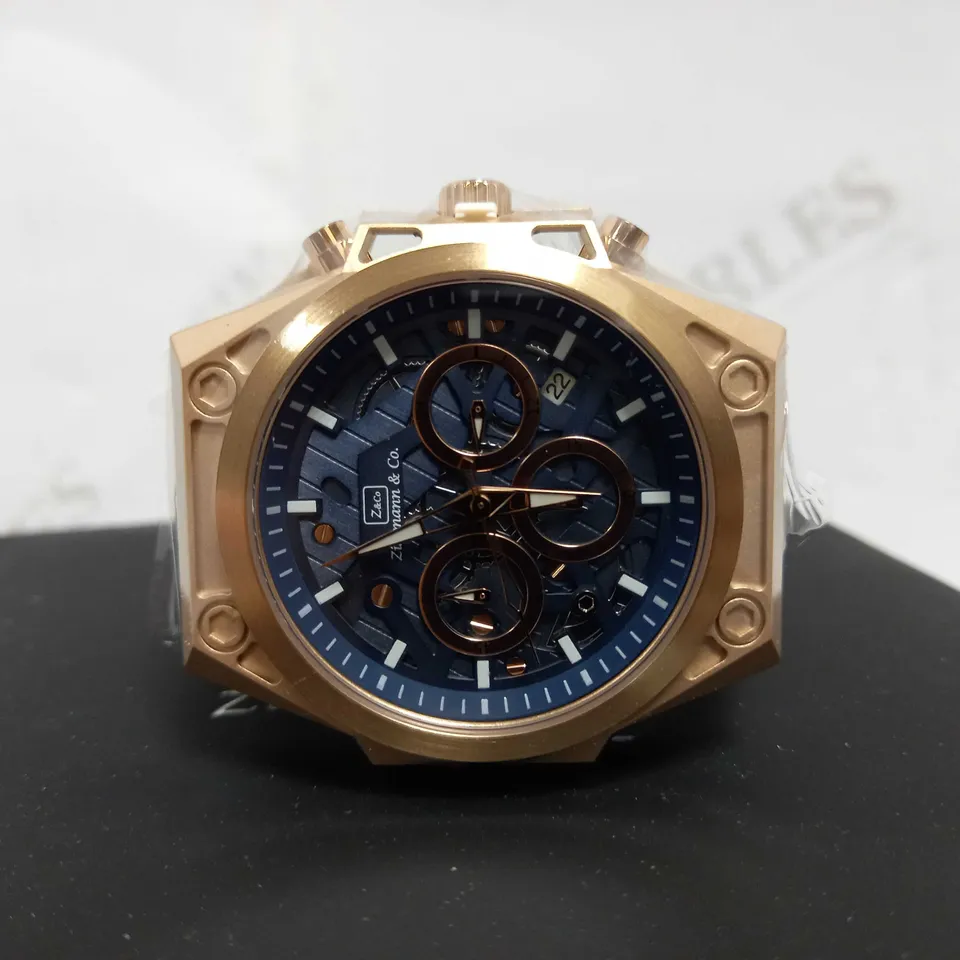 ZIHLMANN & CO TRIPLE DIAL STUD DETAIL RUBBER STRAP WATCH RRP £520