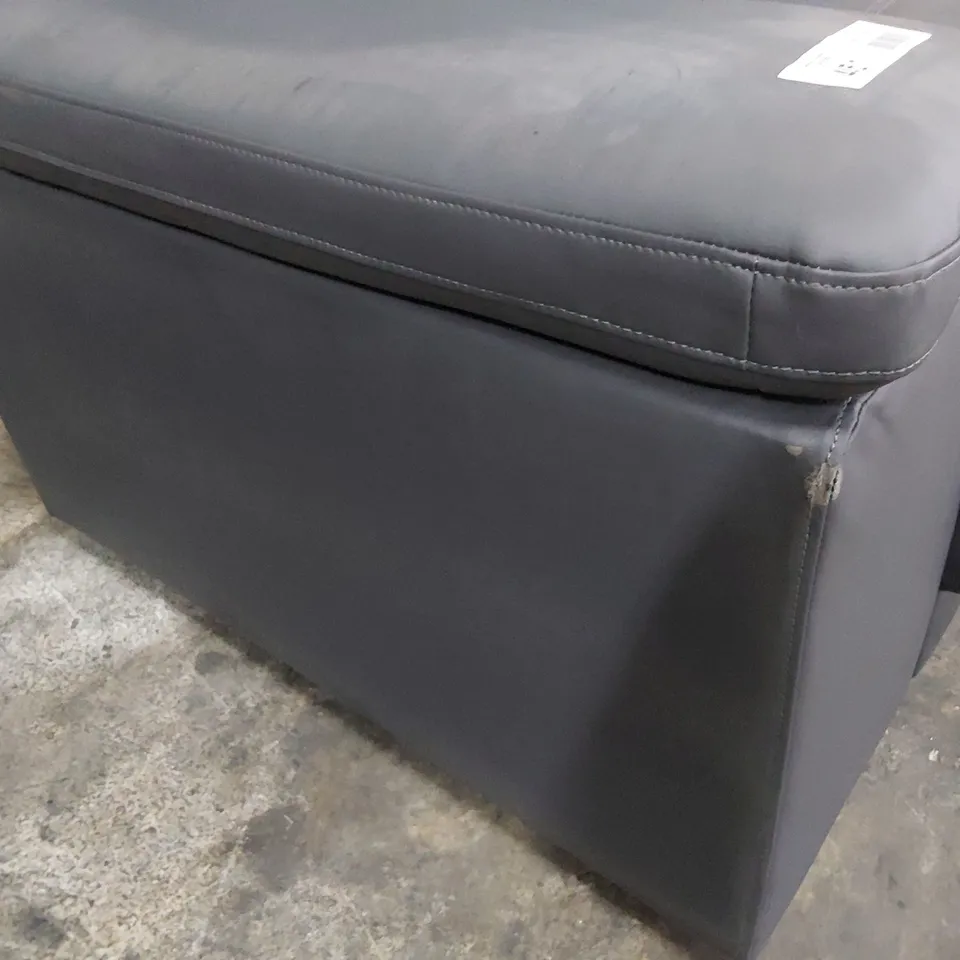 DESIGNER TWO SEATER SOFA GREY FAUX LEATHER 