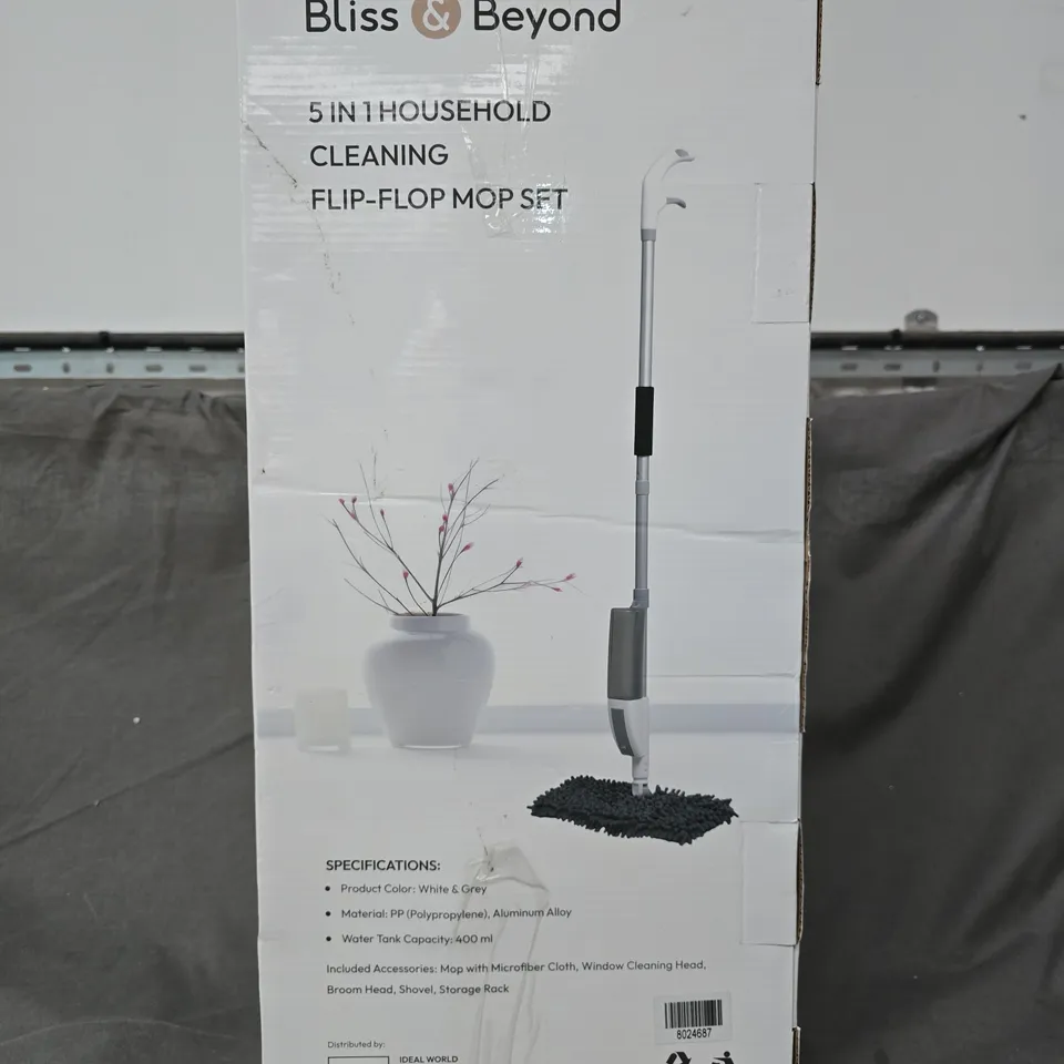 BLISS & BEYOND 5-IN-1 HOUSEHOLD CLEANING FLIP-FLOP MOP SET