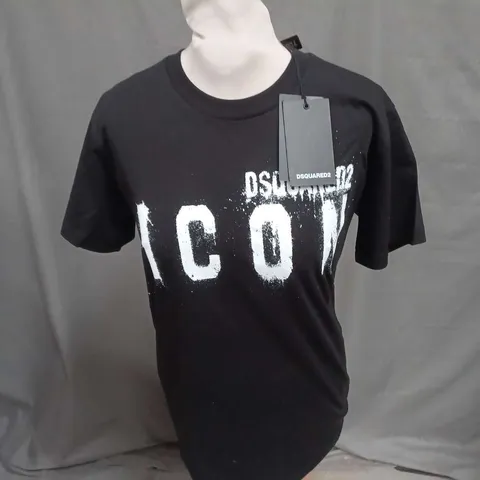 DSQUARED2 ICON SPREAD PRINT TEE IN BLACK SIZE S