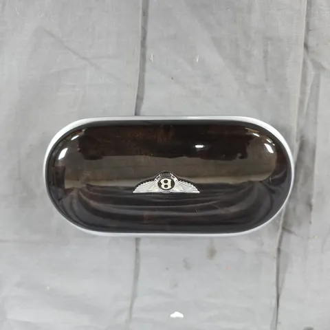 Bentley Glasses Case – Silver Oval Hard Case with Brown Interior