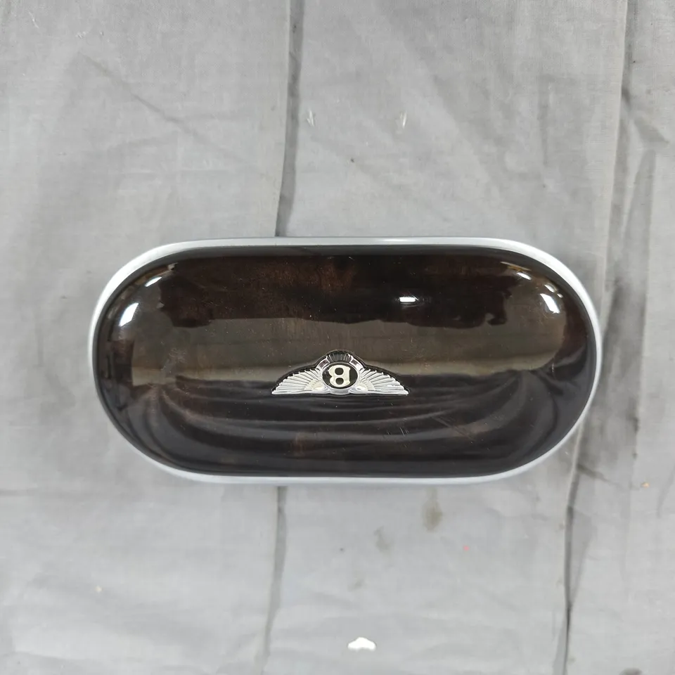 Bentley Glasses Case – Silver Oval Hard Case with Brown Interior