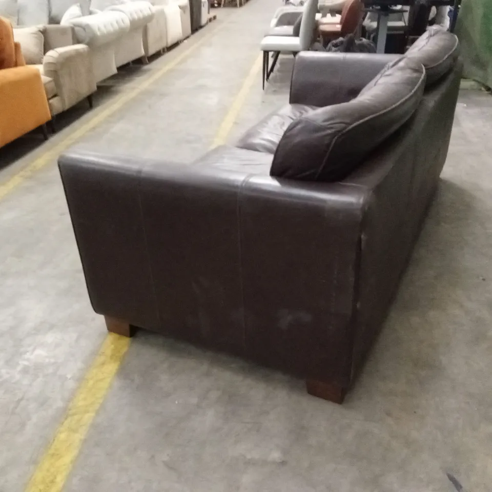 DESIGNER 3 SEATER LEATHER SOFA - CHOCOLATE