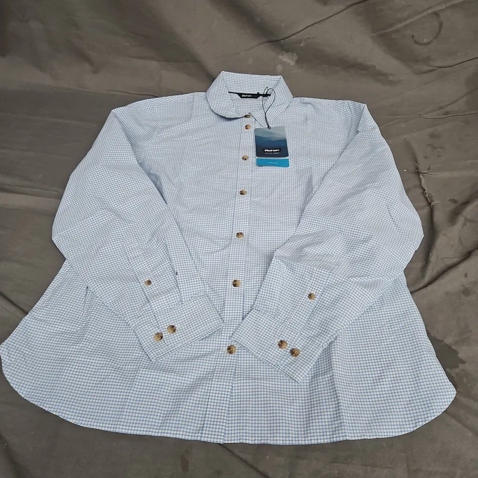 ROHAN EAVE SHIRT LONG SLEEVE WOMENS IN CHAMBRAY BLUE/WHITE GINGHAM SIZE 14