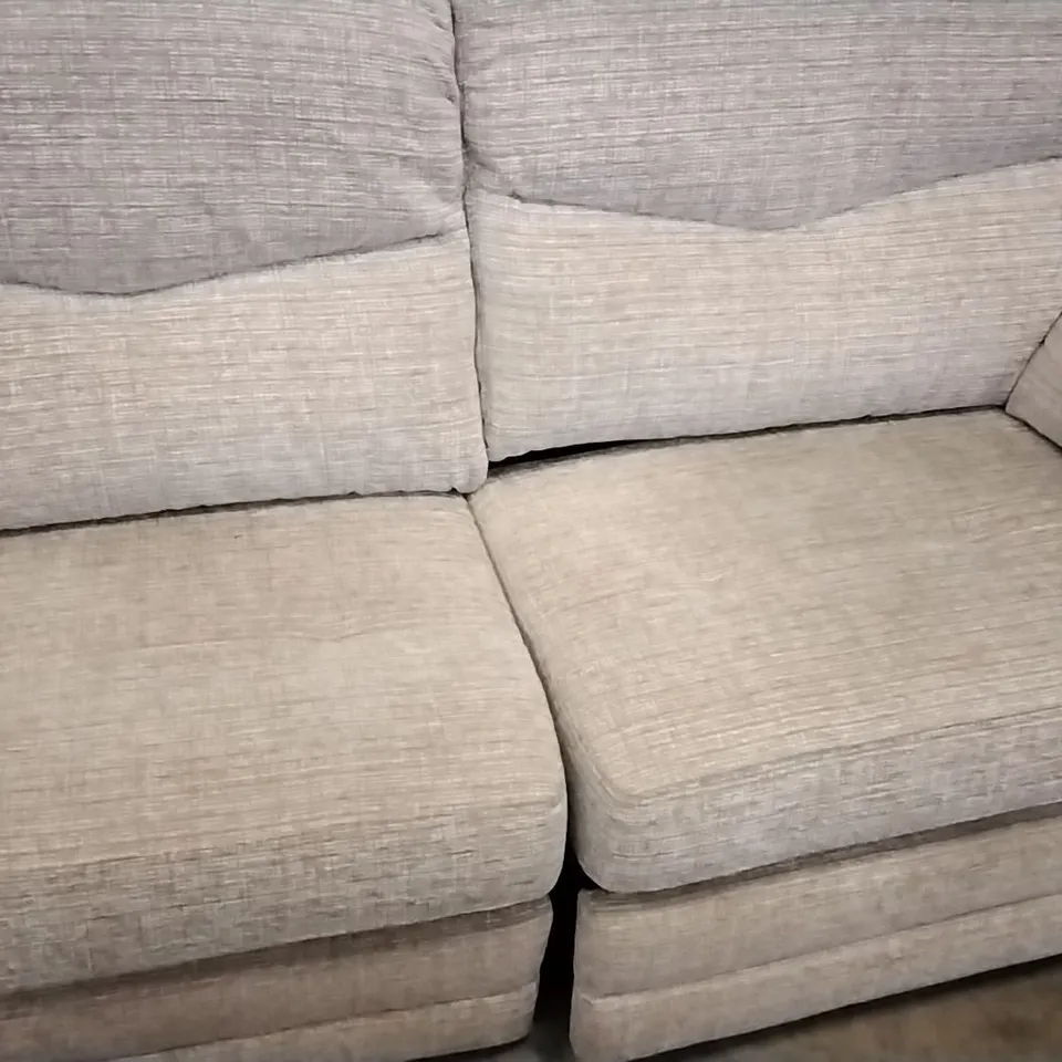 QUALITY BRITISH DESIGNED & MANUFACTURED G PLAN BEIGE/CREAM PATTERNED FABRIC ELECTRIC RECLINING 3 SEATER SOFA