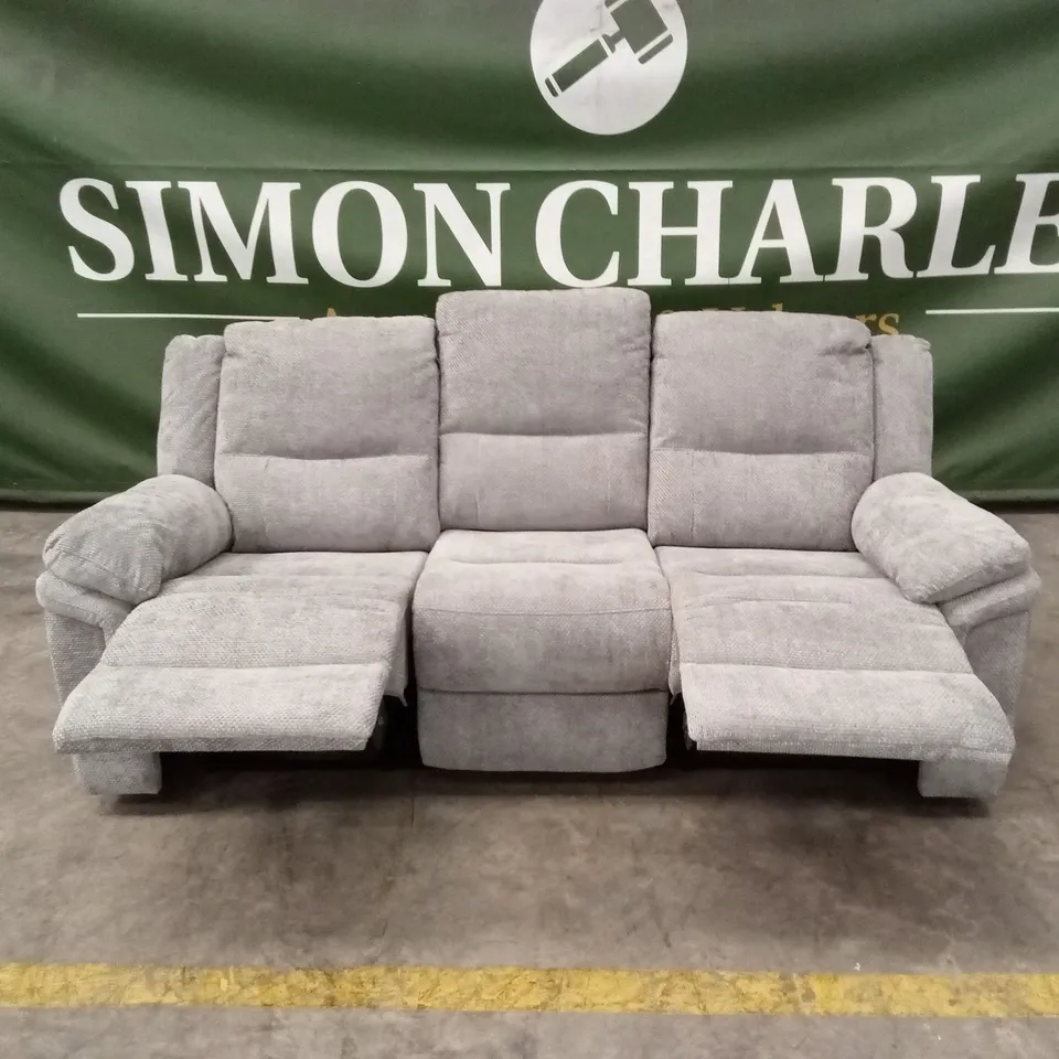 ALBION 3 SEATER FABRIC MANUAL RECLINER SOFA - GREY RRP £679