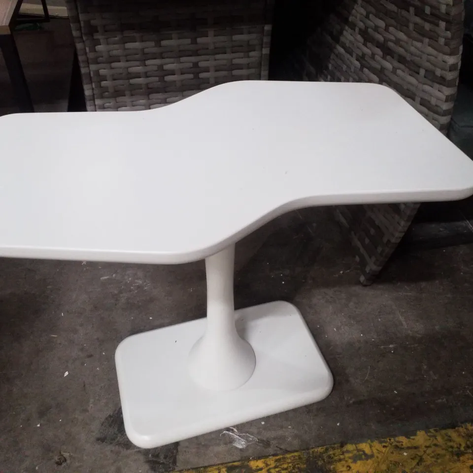 CREAM WHITE SPACE-SAVING IRREGULAR 'I-SHAPE' END TABLE 