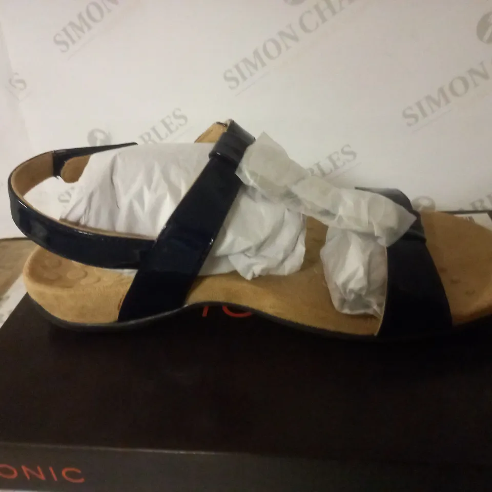 VIONIC ORTHOTIC REST FARRA FLAT STRAPPY SANDAL W/ FMT TECHNOLOGY - UK SIZE 6, BLACK
