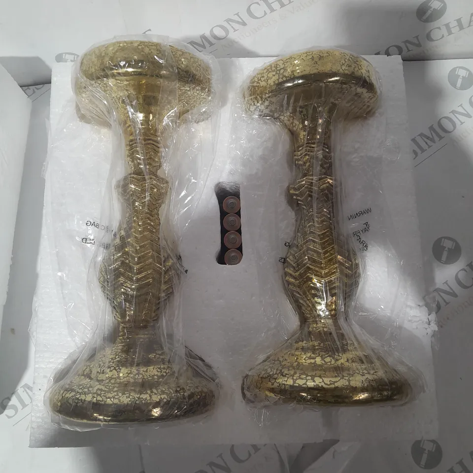ALISON CORK PRE-LIT SET OF 2 MERCURY GLASS CANDLE HOLDERS