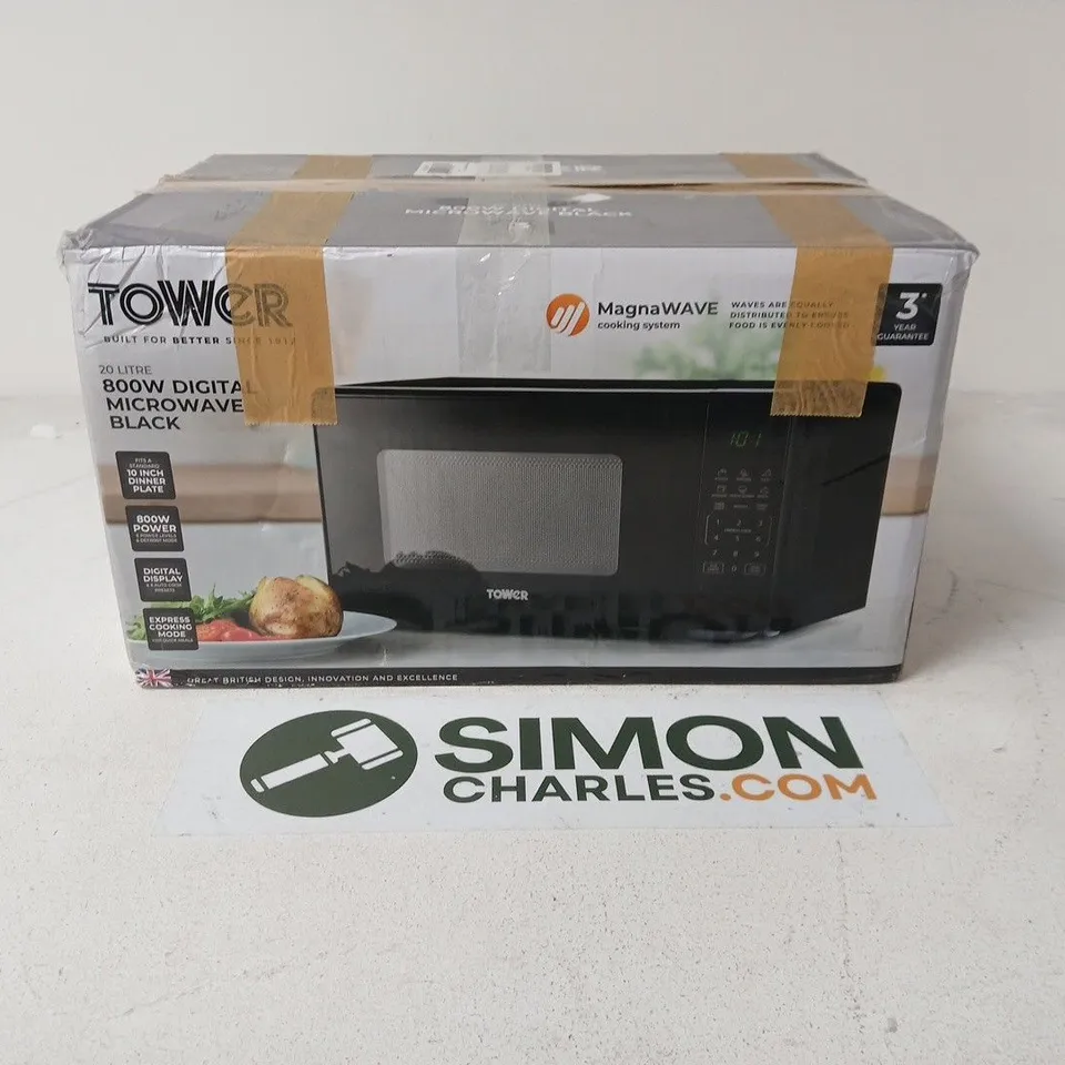 TOWER 20L 800W DIGITAL MICROWAVE WITH 11 POWER LEVELS, LED DISPLAY, BLACK