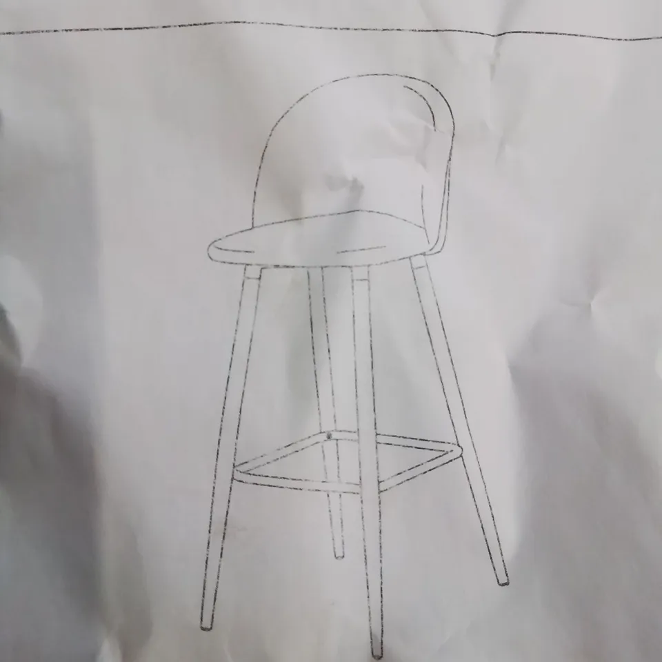 A BOXED PAIR OF BROWN FAUX LEATHER KITCHEN STOOLS
