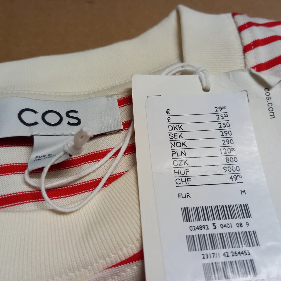 COS RED/WHITE STRIPE T-SHIRT - EUR M