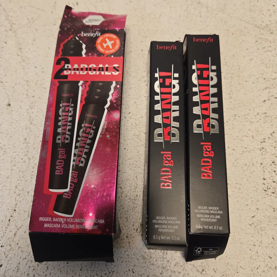 BOXED BENEFIT COSMETICS BAD GAL BANG! MASCARA SET (2 X PITCH BLACK)