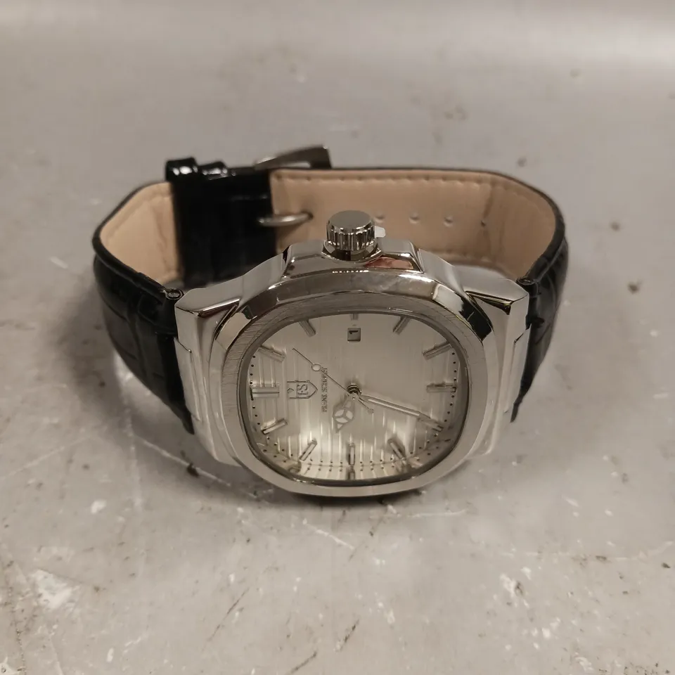 MENS FRANK SCHMIDT WATCH – TEXTURED DIAL WITH DATE – LEATHER STRAP