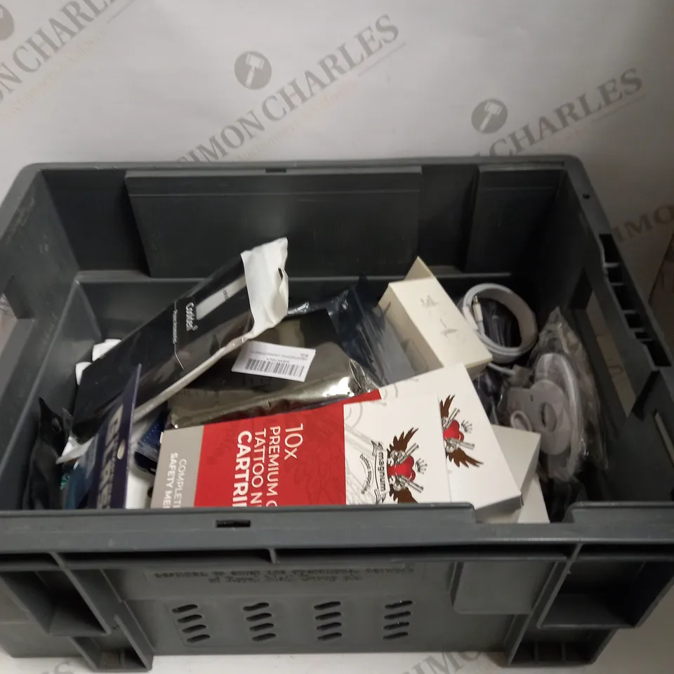 LOT TO CONTAIN APPROX. 20 ASSORTED PHONE ACCESSORIES, INCLUDES CHARGING CABLES & PLUGS, TATTOO SUPPLIES, PHONE CASES, EARPHONES ETC 
