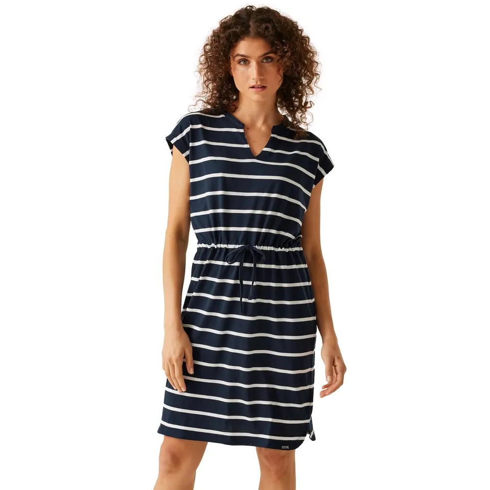 BRAND NEW REGATTA WOMENS BAYLETTA UV PROTECT DRESS IN NAVY/WHITE STRIPES SIZE UK 10
