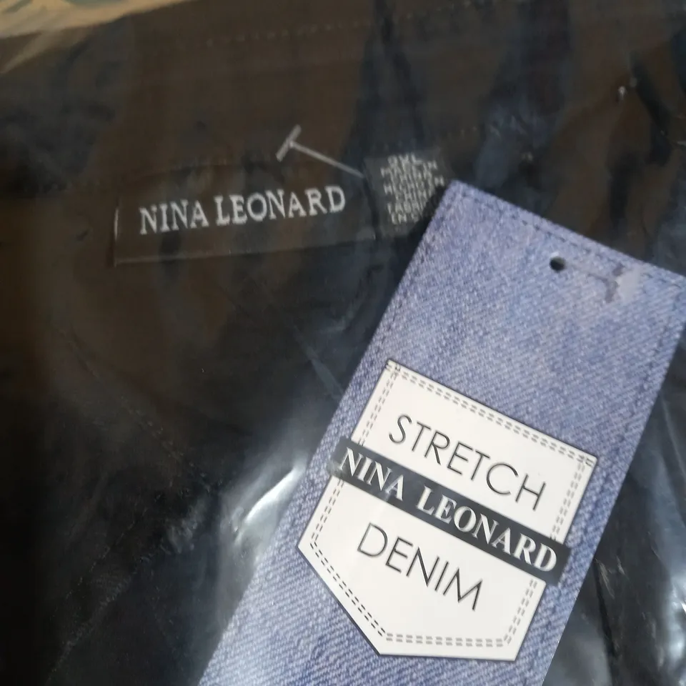 4 x NINA LEONARD Elbow Sleeve Button Up Stretch Denim Dress BLACK 2XL