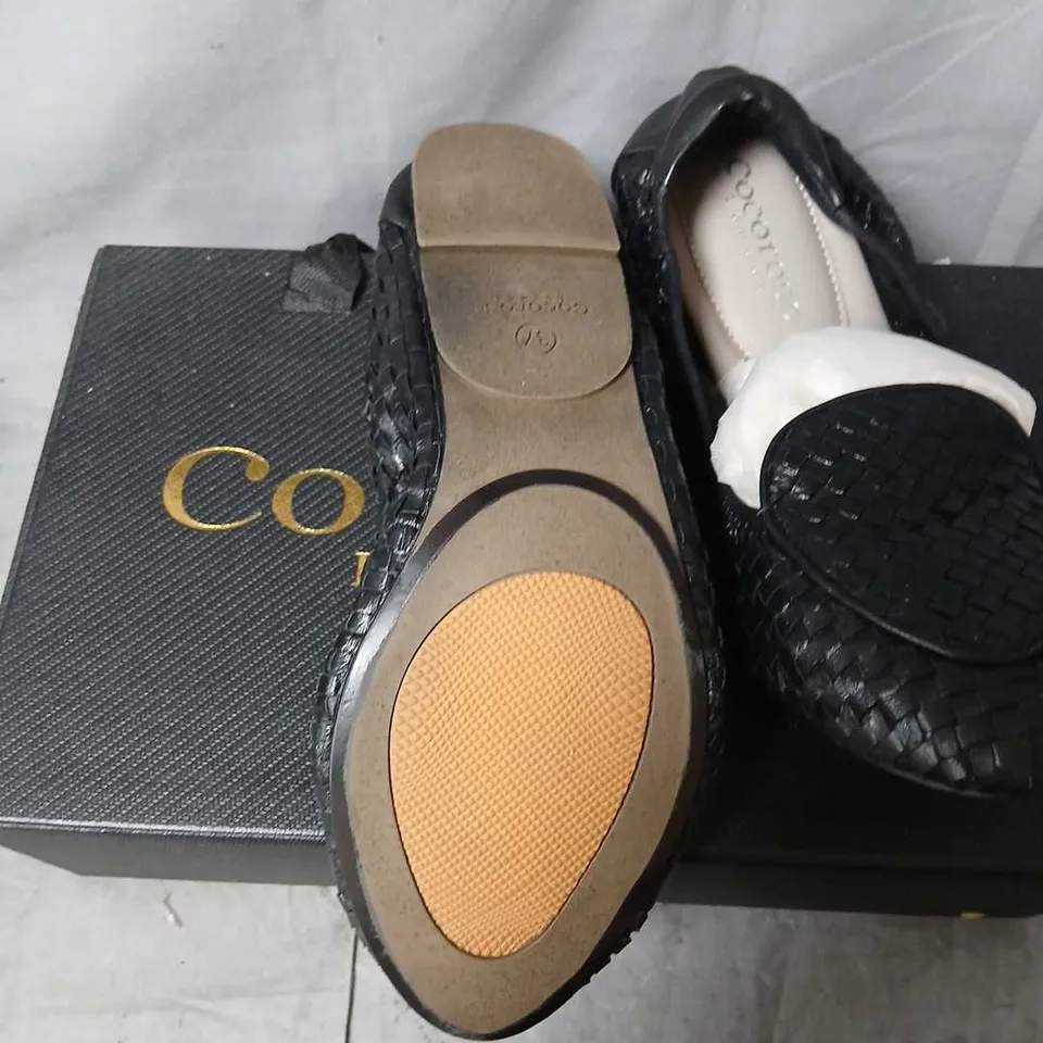 COCOROSE LONDON BLACK WOVEN LEATHER LOAFERS – WOMEN'S SHOES, UK4 (EU37)